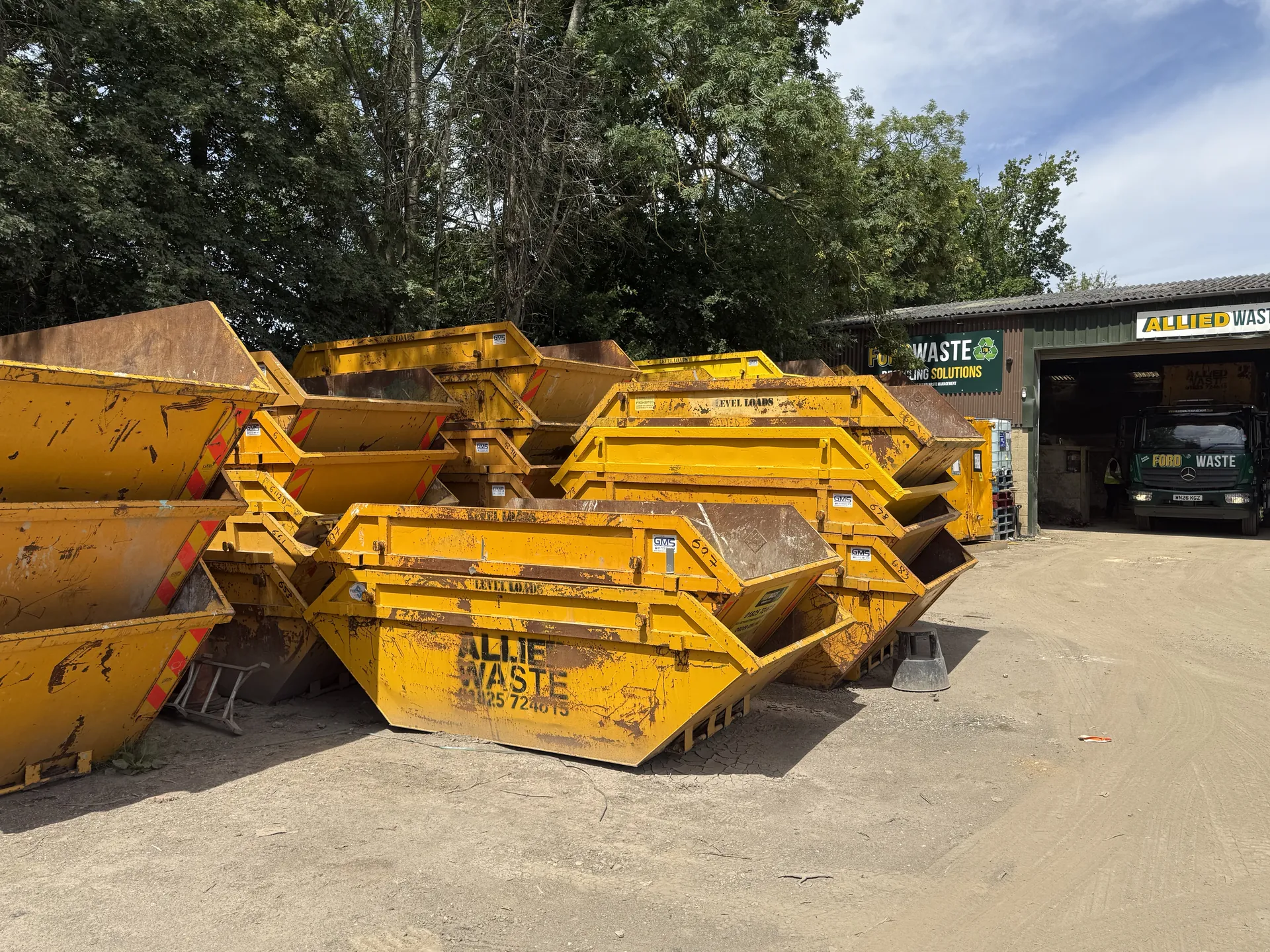 The Ford Waste yard: rows of skips lined up ready for the day